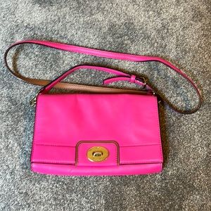 Kate Spade pink shoulder bag with striped lining